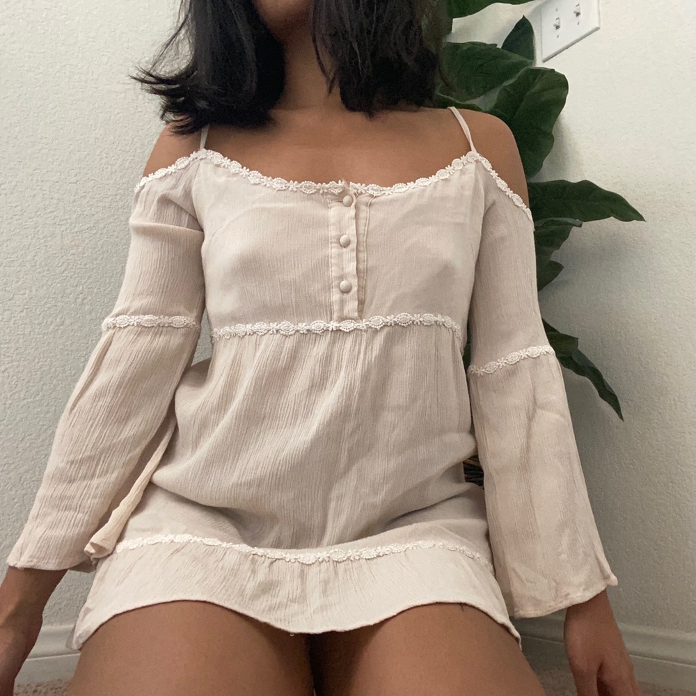 Cute cream off the shoulder dress